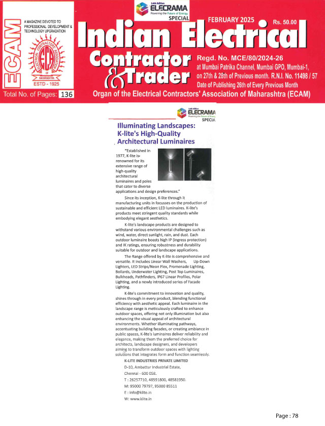 Indian Electrical Contractor & Trader - February -  2025