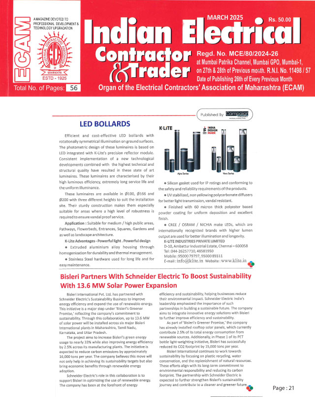 Indian Electrical Contractor & Trader - March - 2025